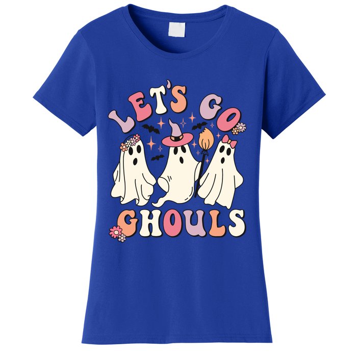 Let's Go Ghouls Funny Halloween Cute Groovy Ghost Retro Gift Women's T-Shirt