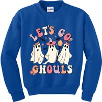 Let's Go Ghouls Funny Halloween Cute Groovy Ghost Retro Gift Kids Sweatshirt