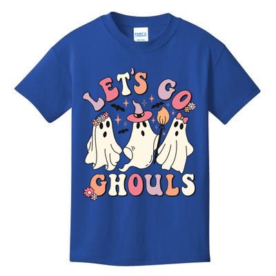 Let's Go Ghouls Funny Halloween Cute Groovy Ghost Retro Gift Kids T-Shirt