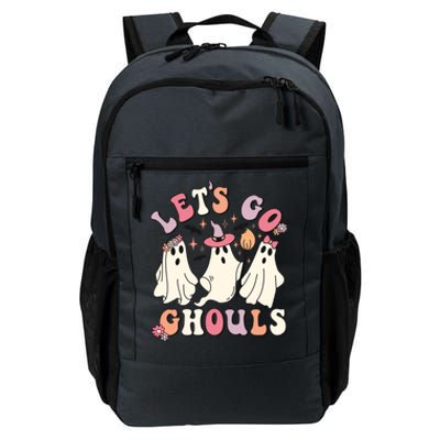 Let's Go Ghouls Funny Halloween Cute Groovy Ghost Retro Gift Daily Commute Backpack