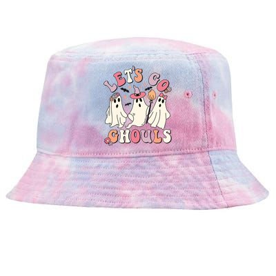 Let's Go Ghouls Funny Halloween Cute Groovy Ghost Retro Gift Tie-Dyed Bucket Hat