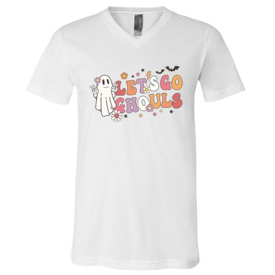 Lets Go Ghouls Ghost Funny Halloween Costume V-Neck T-Shirt