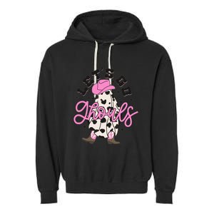 Let’s Go Ghouls Halloween Spooky Western Cowgirl Retro Garment-Dyed Fleece Hoodie