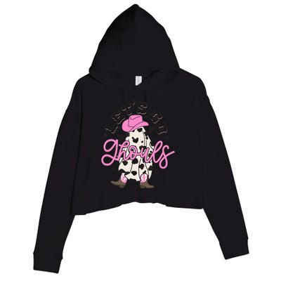 Let’s Go Ghouls Halloween Spooky Western Cowgirl Retro Crop Fleece Hoodie