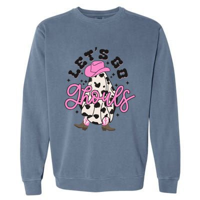 Let’s Go Ghouls Halloween Spooky Western Cowgirl Retro Garment-Dyed Sweatshirt