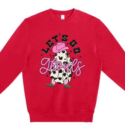 Let’s Go Ghouls Halloween Spooky Western Cowgirl Retro Premium Crewneck Sweatshirt