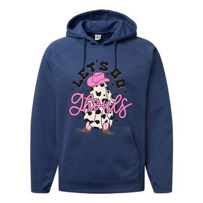 Let’s Go Ghouls Halloween Spooky Western Cowgirl Retro Performance Fleece Hoodie