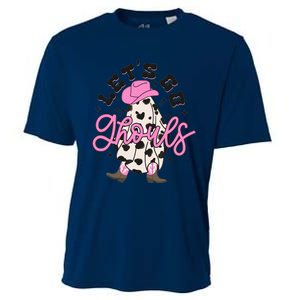 Let’s Go Ghouls Halloween Spooky Western Cowgirl Retro Cooling Performance Crew T-Shirt