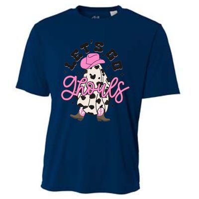 Let’s Go Ghouls Halloween Spooky Western Cowgirl Retro Cooling Performance Crew T-Shirt