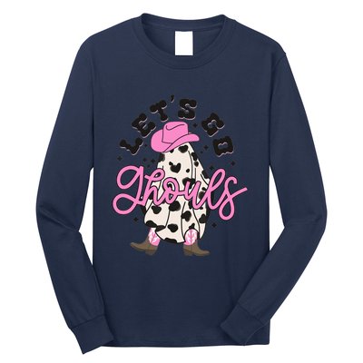 Let’s Go Ghouls Halloween Spooky Western Cowgirl Retro Long Sleeve Shirt