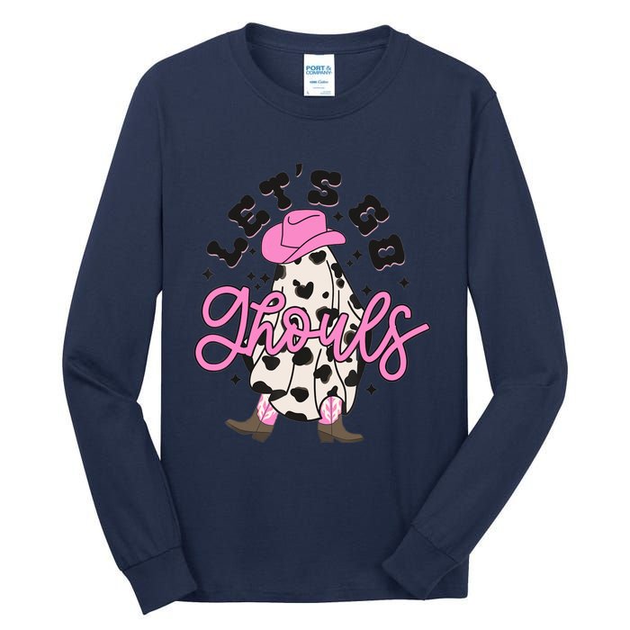 Let’s Go Ghouls Halloween Spooky Western Cowgirl Retro Tall Long Sleeve T-Shirt