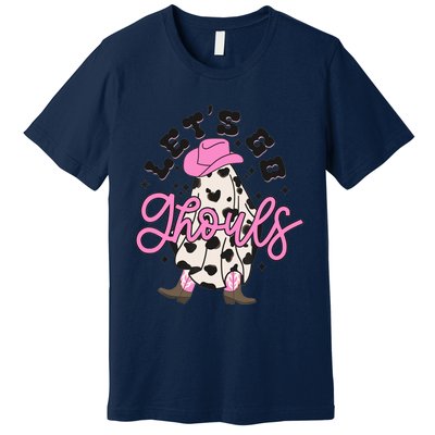 Let’s Go Ghouls Halloween Spooky Western Cowgirl Retro Premium T-Shirt