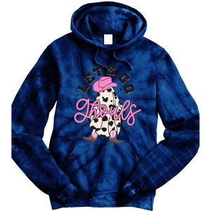 Let’s Go Ghouls Halloween Spooky Western Cowgirl Retro Tie Dye Hoodie