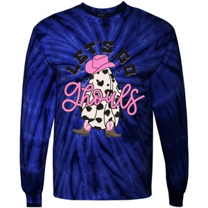 Let’s Go Ghouls Halloween Spooky Western Cowgirl Retro Tie-Dye Long Sleeve Shirt