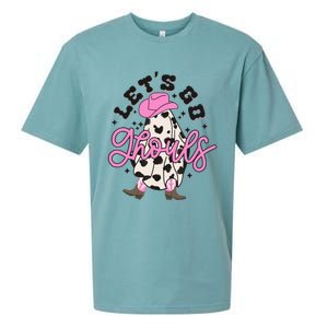 Let’s Go Ghouls Halloween Spooky Western Cowgirl Retro Sueded Cloud Jersey T-Shirt