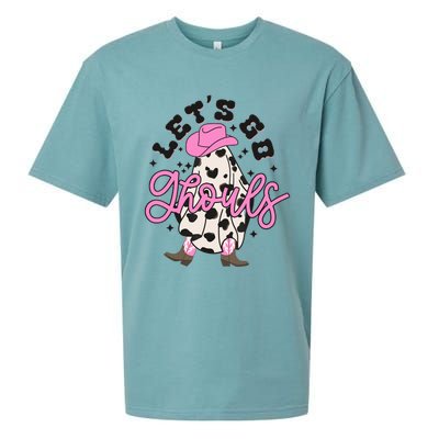 Let’s Go Ghouls Halloween Spooky Western Cowgirl Retro Sueded Cloud Jersey T-Shirt