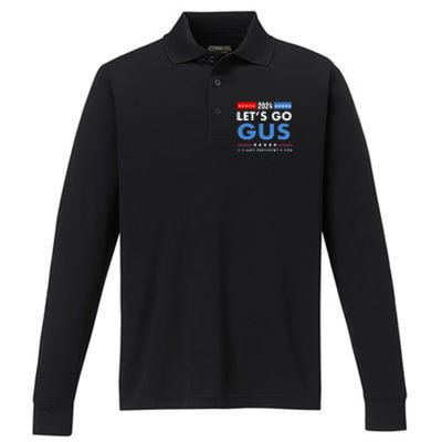 Lets Go Gus Walz Performance Long Sleeve Polo