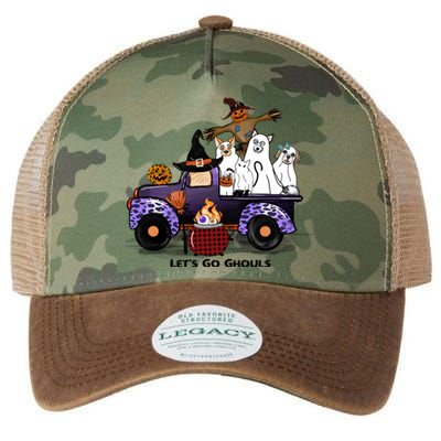 Let's Go Ghouls On Truck Funny Halloween Boo Witch Hat Cats Pumpkin Graphic Legacy Tie Dye Trucker Hat