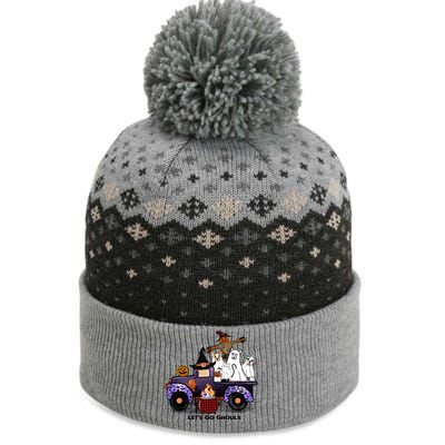 Let's Go Ghouls On Truck Funny Halloween Boo Witch Hat Cats Pumpkin Graphic The Baniff Cuffed Pom Beanie