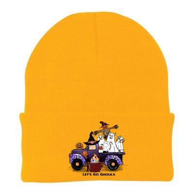 Let's Go Ghouls On Truck Funny Halloween Boo Witch Hat Cats Pumpkin Graphic Knit Cap Winter Beanie