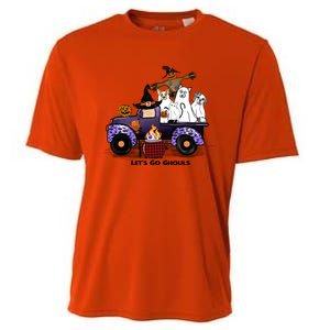 Let's Go Ghouls On Truck Funny Halloween Boo Witch Hat Cats Pumpkin Graphic Cooling Performance Crew T-Shirt