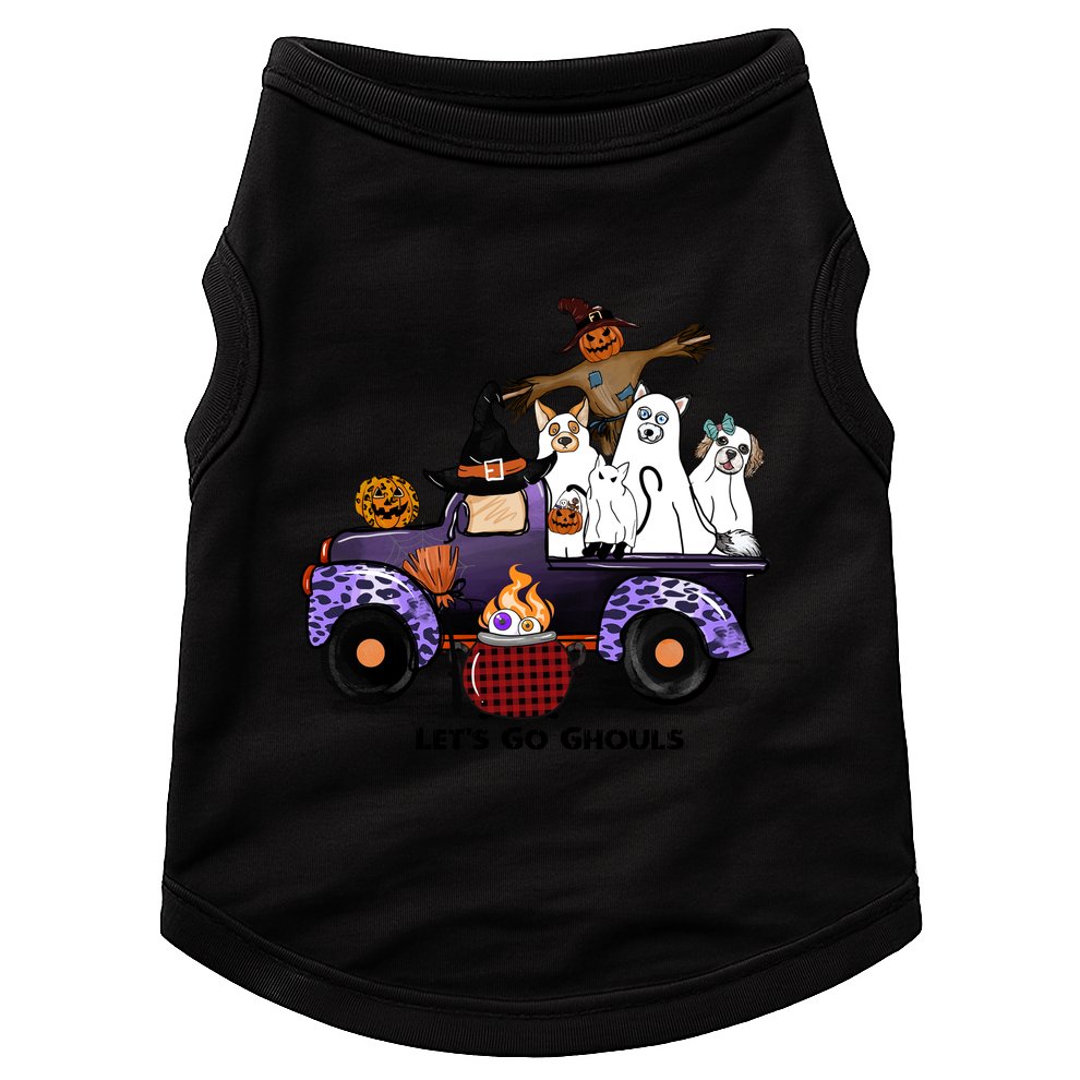 Let's Go Ghouls On Truck Funny Halloween Boo Witch Hat Cats Pumpkin Graphic Doggie Tank