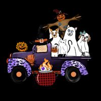 Let's Go Ghouls On Truck Funny Halloween Boo Witch Hat Cats Pumpkin Graphic Cooling Performance Crew T-Shirt