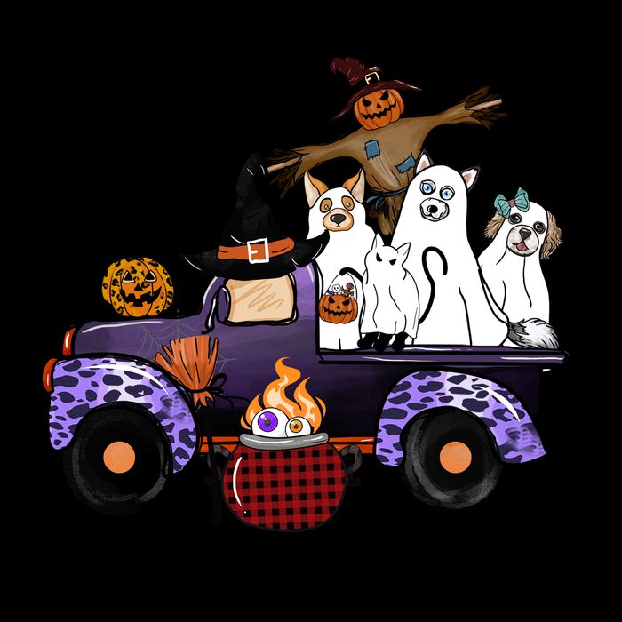 Let's Go Ghouls On Truck Funny Halloween Boo Witch Hat Cats Pumpkin Graphic Cooling Performance Crew T-Shirt