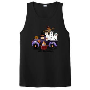 Let's Go Ghouls On Truck Funny Halloween Boo Witch Hat Cats Pumpkin Graphic PosiCharge Competitor Tank