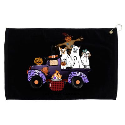 Let's Go Ghouls On Truck Funny Halloween Boo Witch Hat Cats Pumpkin Graphic Grommeted Golf Towel