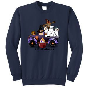 Let's Go Ghouls On Truck Funny Halloween Boo Witch Hat Cats Pumpkin Graphic Sweatshirt