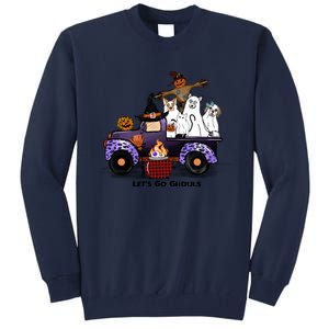 Let's Go Ghouls On Truck Funny Halloween Boo Witch Hat Cats Pumpkin Graphic Tall Sweatshirt