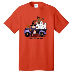 Let's Go Ghouls On Truck Funny Halloween Boo Witch Hat Cats Pumpkin Graphic Tall T-Shirt