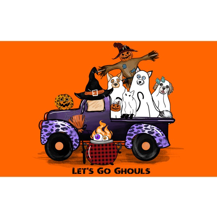 Let's Go Ghouls On Truck Funny Halloween Boo Witch Hat Cats Pumpkin Graphic Bumper Sticker