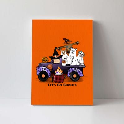 Let's Go Ghouls On Truck Funny Halloween Boo Witch Hat Cats Pumpkin Graphic Canvas