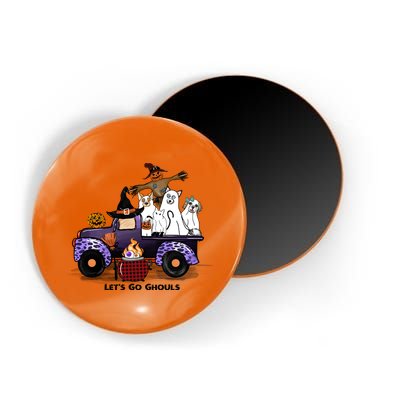 Let's Go Ghouls On Truck Funny Halloween Boo Witch Hat Cats Pumpkin Graphic Magnet