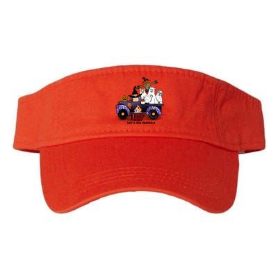 Let's Go Ghouls On Truck Funny Halloween Boo Witch Hat Cats Pumpkin Graphic Valucap Bio-Washed Visor