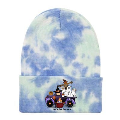 Let's Go Ghouls On Truck Funny Halloween Boo Witch Hat Cats Pumpkin Graphic Tie Dye 12in Knit Beanie