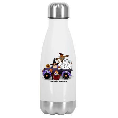 Let's Go Ghouls On Truck Funny Halloween Boo Witch Hat Cats Pumpkin Graphic Stainless Steel Insulated Water Bottle