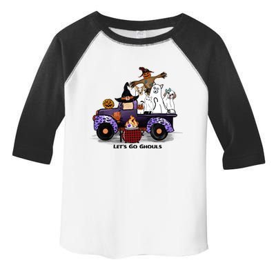 Let's Go Ghouls On Truck Funny Halloween Boo Witch Hat Cats Pumpkin Graphic Toddler Fine Jersey T-Shirt