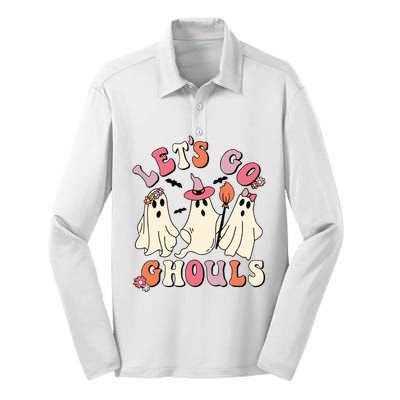 Lets Go Ghouls Halloween Silk Touch Performance Long Sleeve Polo