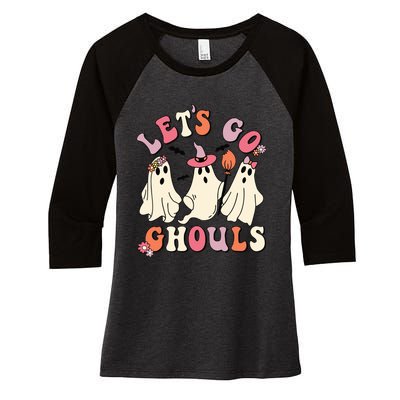 Lets Go Ghouls Halloween Women's Tri-Blend 3/4-Sleeve Raglan Shirt