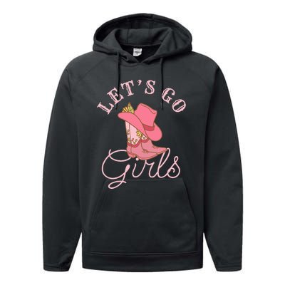 Lets Go Girl Fun Cute Country Western Cowgirl Bachelorette Performance Fleece Hoodie