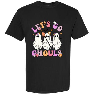 Lets Go Ghouls Halloween Ghost Outfit Costume Retro Groovy Garment-Dyed Heavyweight T-Shirt