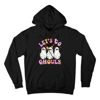 Lets Go Ghouls Halloween Ghost Outfit Costume Retro Groovy Hoodie