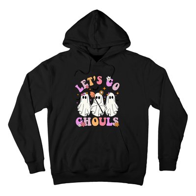 Lets Go Ghouls Halloween Ghost Outfit Costume Retro Groovy Hoodie