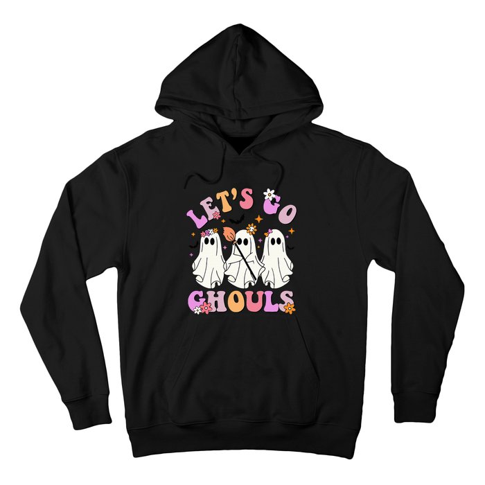 Lets Go Ghouls Halloween Ghost Outfit Costume Retro Groovy Hoodie