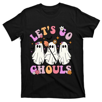 Lets Go Ghouls Halloween Ghost Outfit Costume Retro Groovy T-Shirt