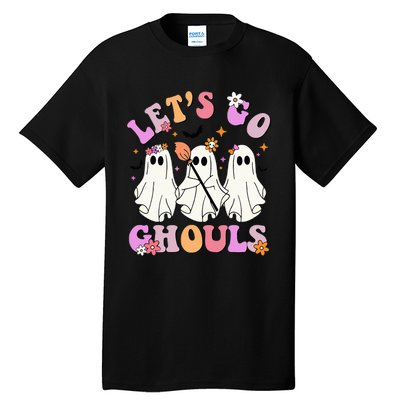 Lets Go Ghouls Halloween Ghost Outfit Costume Retro Groovy Tall T-Shirt