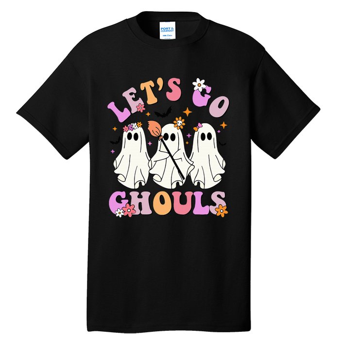 Lets Go Ghouls Halloween Ghost Outfit Costume Retro Groovy Tall T-Shirt